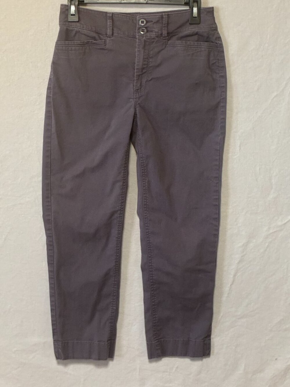 Loft Straight Crop Pants Womens 0 Gray Flat Front Neutral Minimalist Summer Prep
